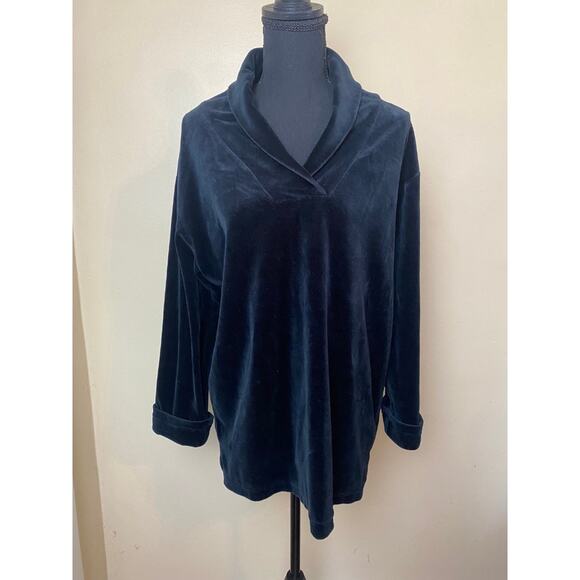 victoria’s secret womens black velour collared long sleeve sweater small - Picture 1 of 4